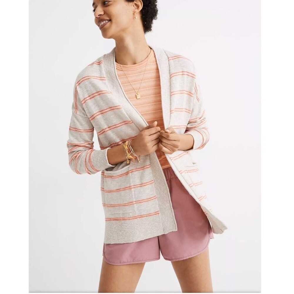 Peyton Primrose brand Bradley Cardigan Sweater in Textured Stripe SZ M stripped